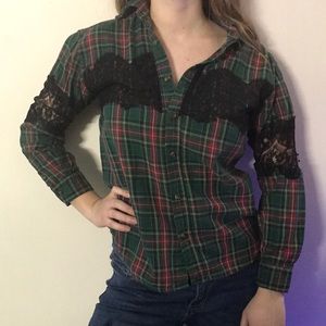 Lace embellished flannel